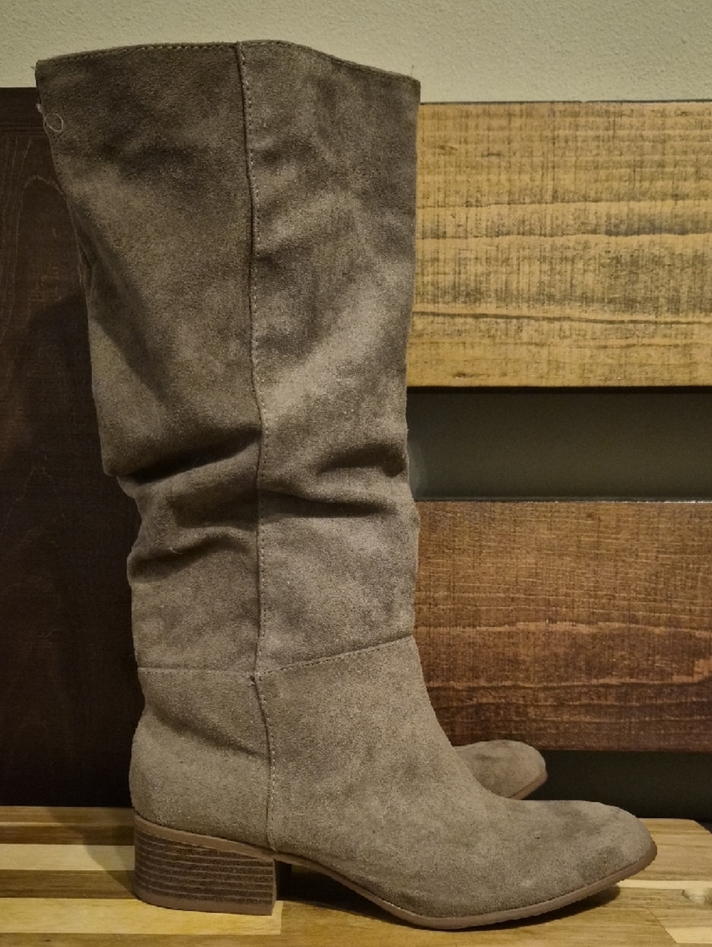 Merona Taupe Suede Slouch Knee-High Boots NEW - Picture 4 of 5